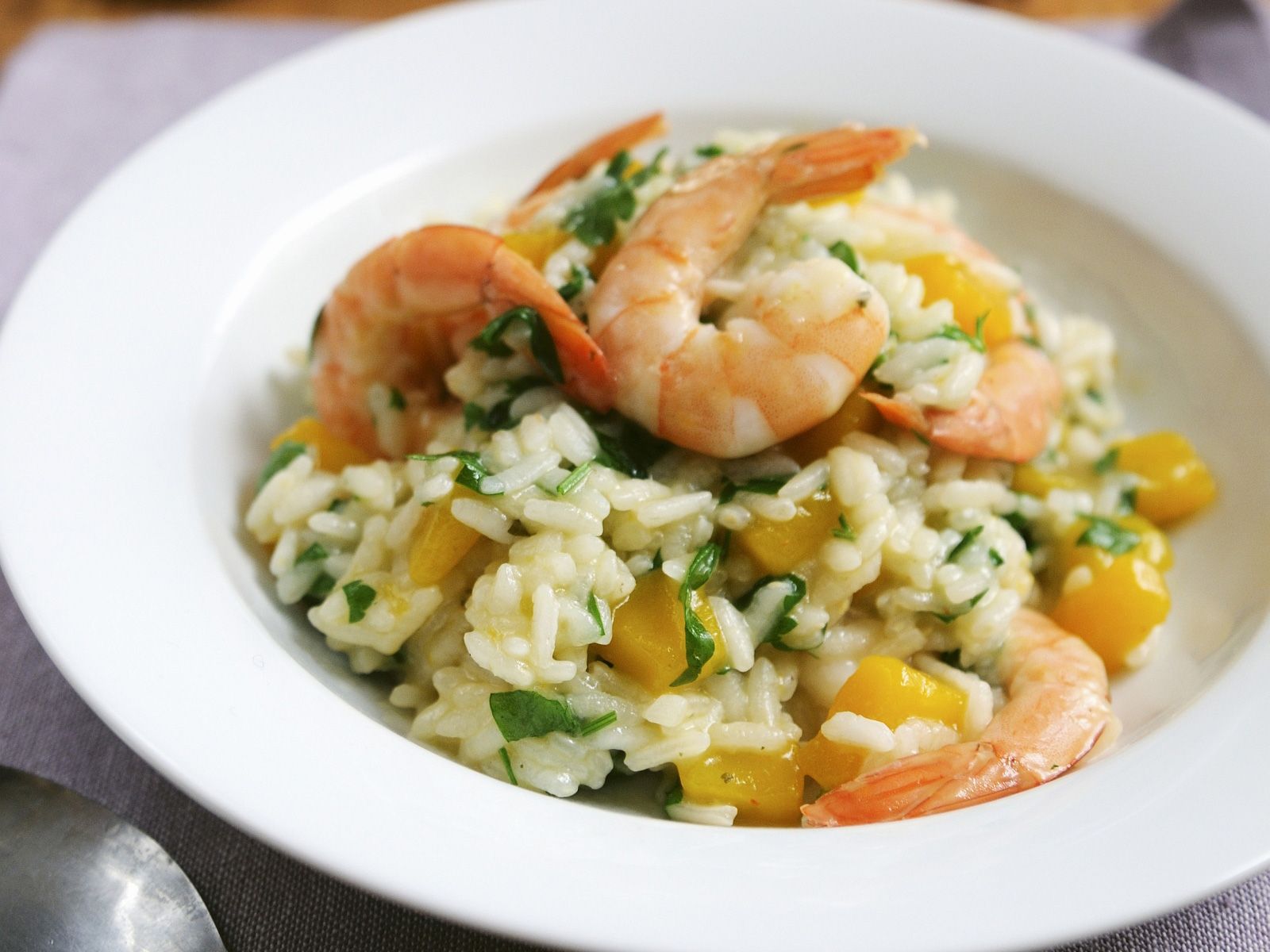 Rizoto kungull karkalec  Zuchini shrimo