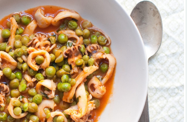 BRAISED CUTTLEFISH WITH PEAS