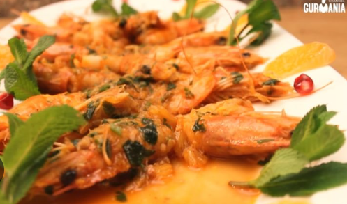 Shrimps with cognac sauce