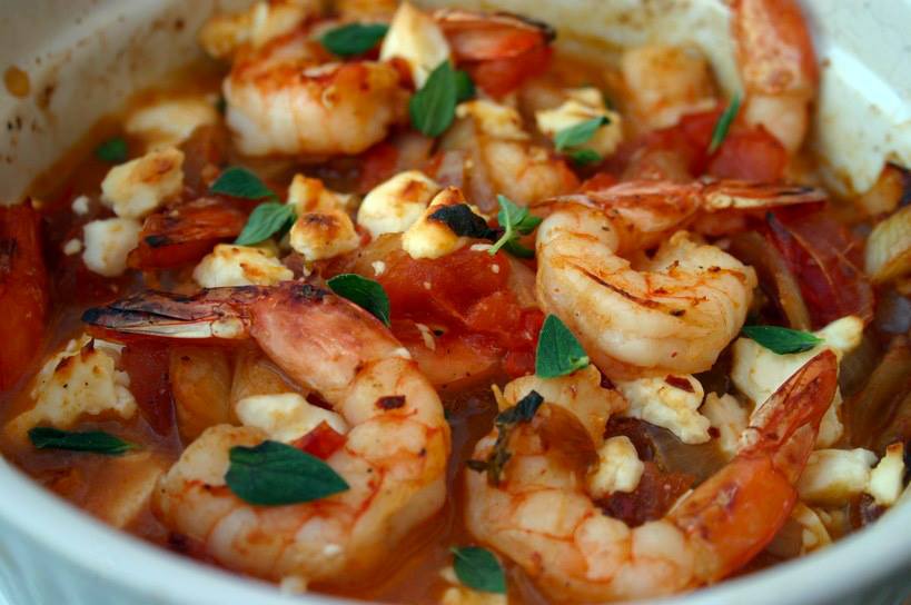 Shrimp saganaki